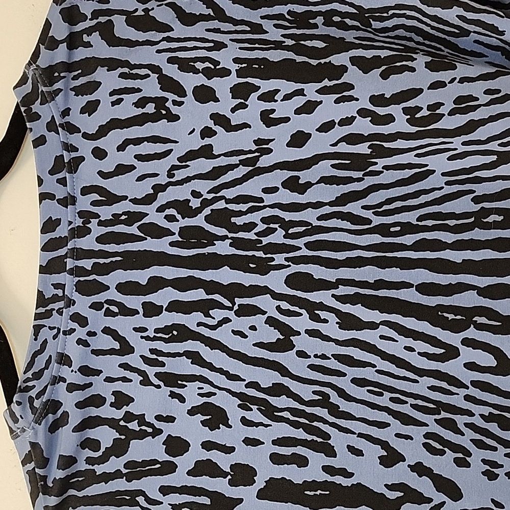Maje Blue Black Animal Print Short Sleeve Mini Belted Dress Small - Picture 14 of 16